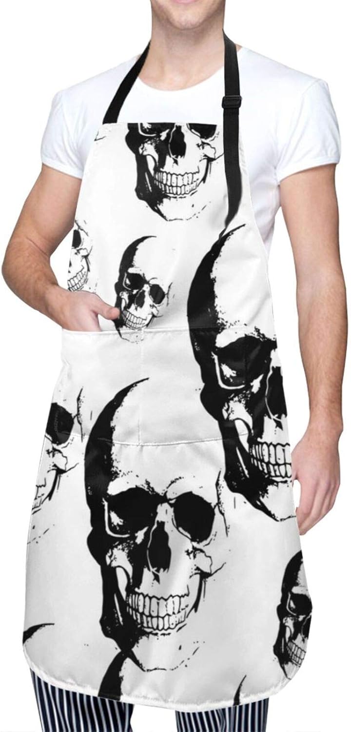 Skull Seamless Aprons for Women Men Cooking Baking
