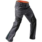 Moosehill Men's Snow Ski Pants Water Resistance Fleece Lined Softshell for Winter Outdoor with Zippered Bottom Legs