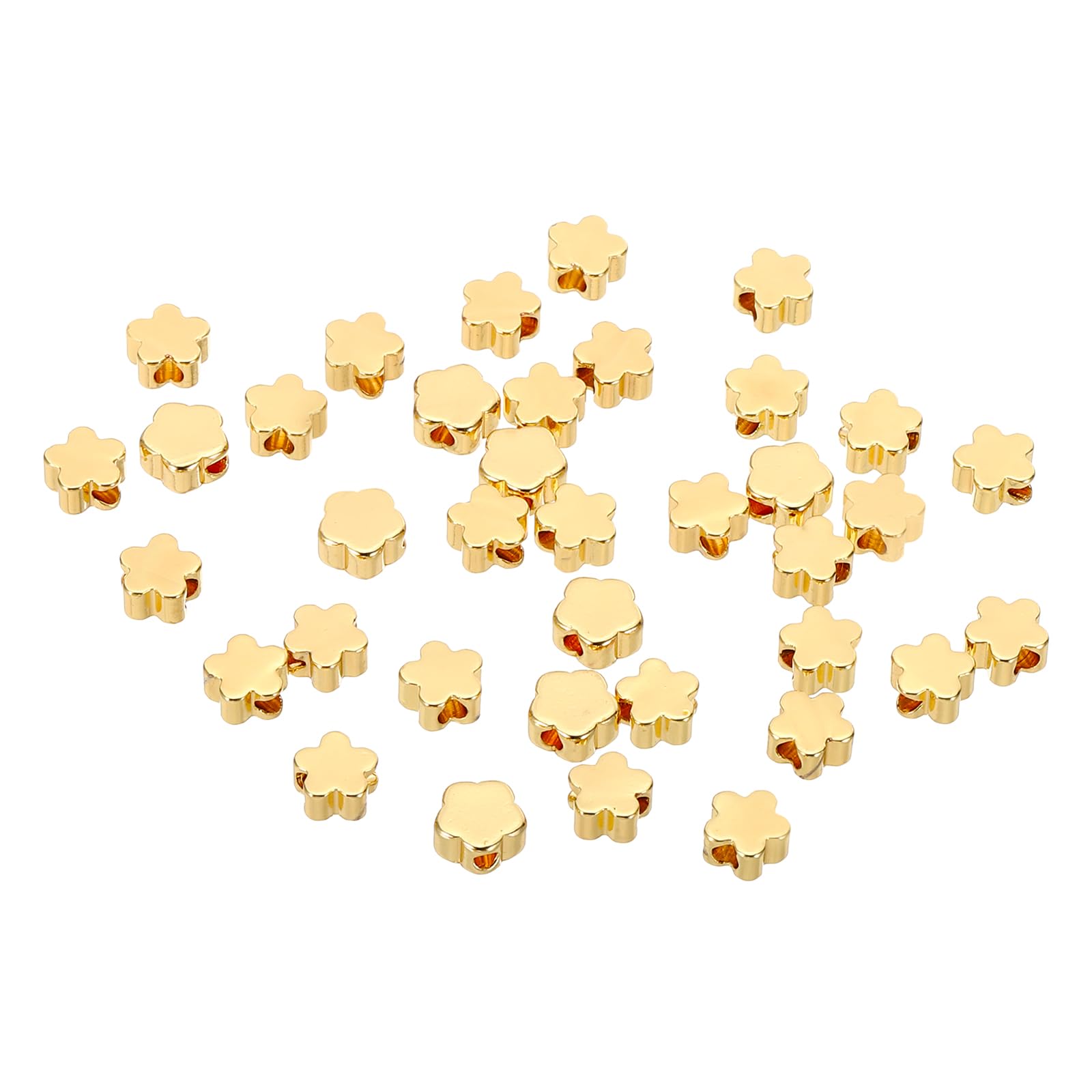 PATIKIL Plum Blossom Beads for Bracelets, 36 Pcs Gold Plated Pendants Loose Beads Brass Spacer Beads for Jewelry Making Necklace Bracelet DIY