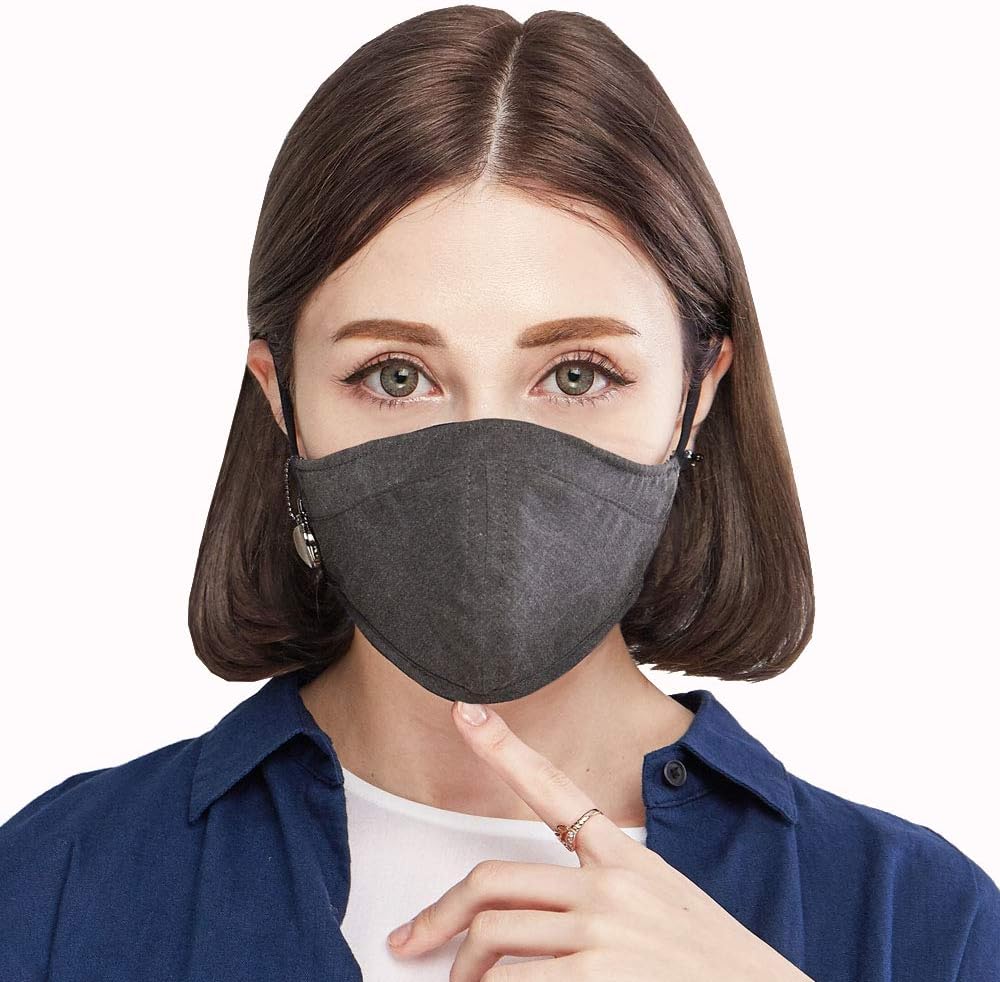 Anti Dust Fashion Mouth Mask for Men, Women - Washable and Reusable N94, pm2.5 Face Mask with Adjustable Ear Loops Protection from Flu Germ Allergy Respirator(Includes Carbon filters)-Medium size