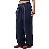 HeSaYep Women's Wide Leg Sweatpants Y2k Interior Drawstring Baggy Joggers Dancer Pants Streetwear with Pockets