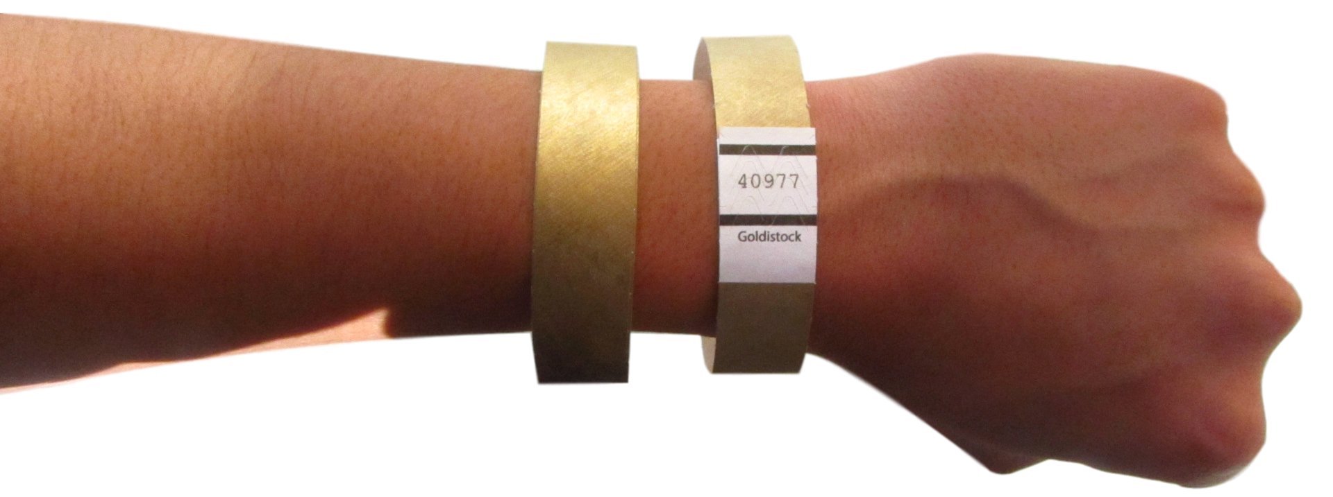 Tyvek Wristbands Goldistock Original Series Metallic Gold 200 Count ¾