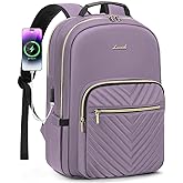 LOVEVOOK Laptop Backpack for Women 15.6 inch,Cute Womens Travel Backpack Purse,Professional Laptop Computer Bag,Waterproof Work Business College Teacher Bag Carry on Backpack with USB Port,Taro Purple