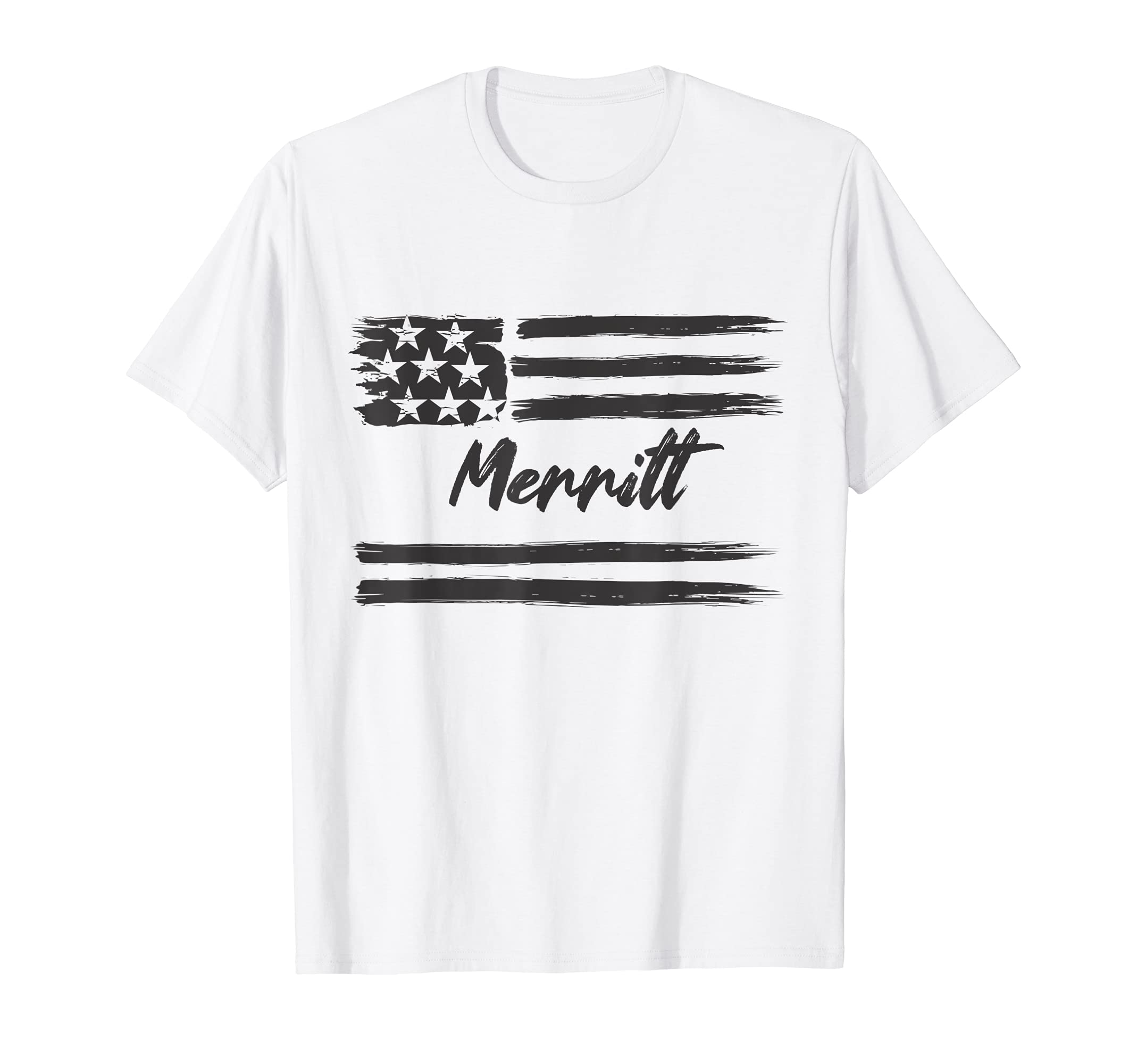 Merritt - Personalized Name, Stars and Stripes, USA Flag T-Shirt