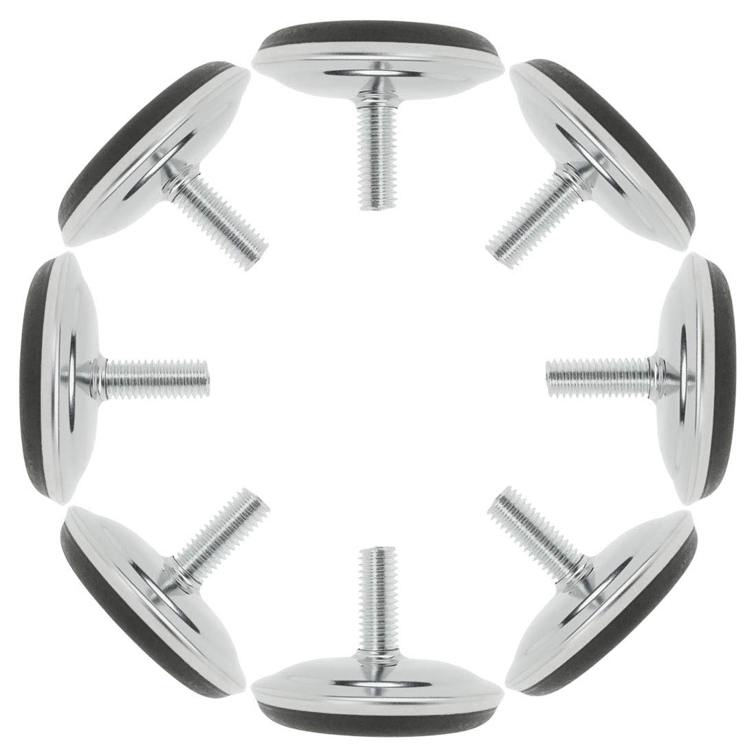 sourcingmap M8 x 20 x 50mm Screw on Furniture Glide Leveling Feet Adjustable Leveler Pad for Industrial Machine Cabinet Chair Leg 8 Pack