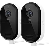 Arlo Essential Security Camera 2K (2025 Release) - Continuous Wired Plug-in Power Outdoor Camera, Person Recognition, Package Detection, Animated Preview, 1-Month Trial of Secure Plan, 2 Cam, White