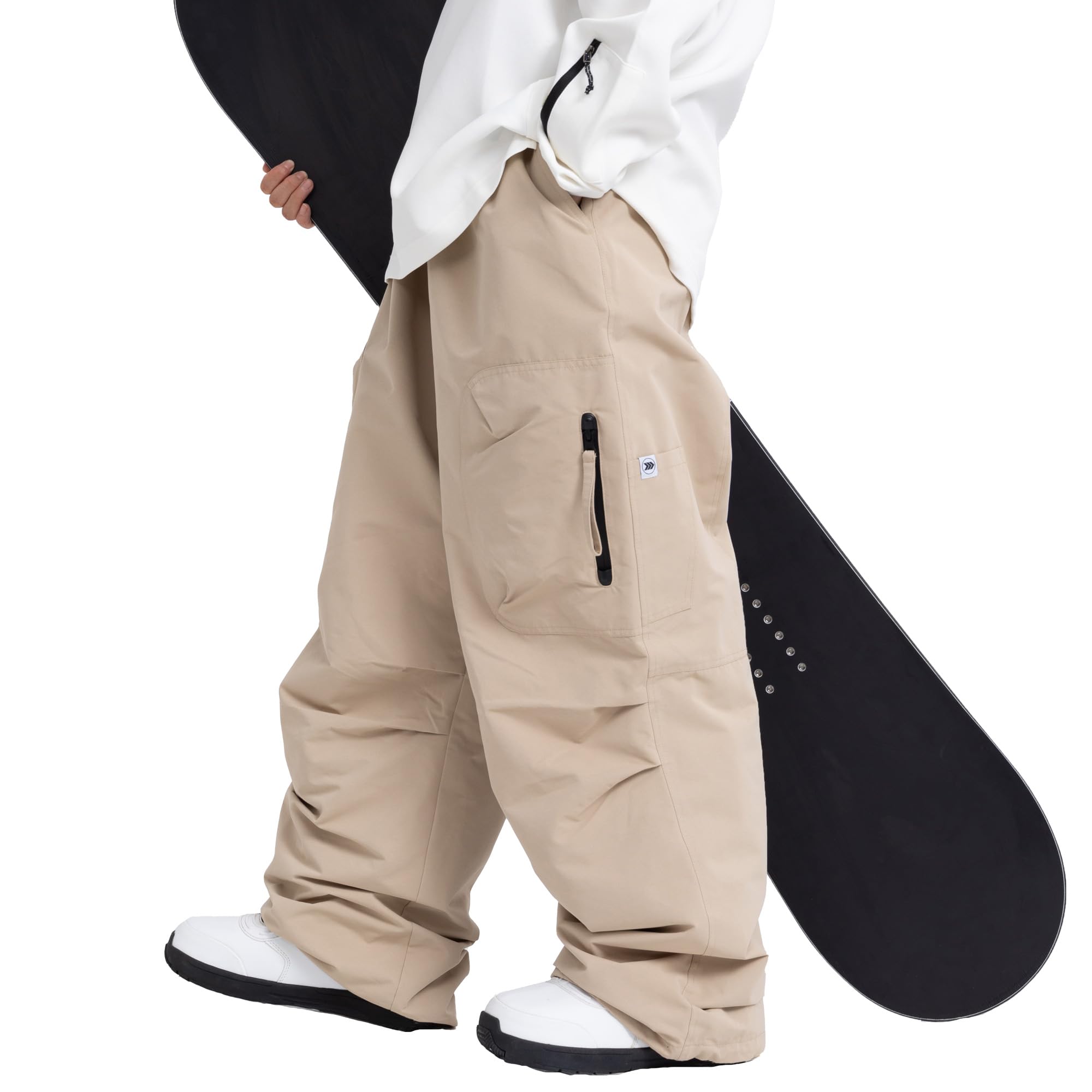 Photo 1 of SNOWVERB Womens Mens Baggy Ski Insulated Pants Waterproof Cargo Snow Pants Snowboard Outdoor Hiking Pants for Winter Sports (M, Khaki)