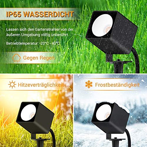 Gartenleuchte, MustWin Gartenstrahler mit Erdspieß 4*10W 3600LM 3000K Warmweiß LED Strahler mit Stecker 4 in 1… – Bild 4