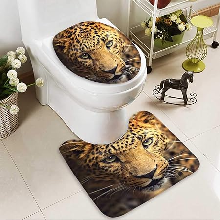 HuaWuhome - Juego de 2 Alfombrillas de baño, diseño de Leopardo