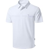 Men's Golf Polo Shirts Dry Fit Moisture Wicking Performance Short Sleeve | Regular Fit, 3 Button, Collared Shirts, Sun Protec