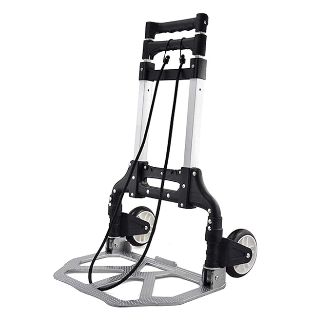 VDNSI Aluminum Foldable Luggage Trolley Carts Hand Puller Cart with 80