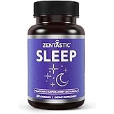 Zentastic Sleep Aid - Non Habit Forming for Healthy Sleep - Melatonin, Valerian, Suntheanine, Magnesium, Herbals, & More - Natural Sleep Aid for Adults - Sleeping Pills - Made in USA, 60 Capsules