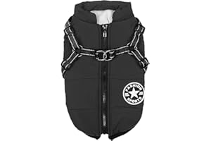ANNICOO Dog Jacket Winter Vest Jackets,Dog Coat with Harness for Small Dogs Dog Coat Waterproof Machine Washable Reflective S