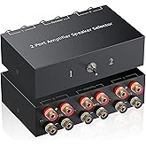 PROZOR 2(1)-in-1(2)-Out Amp Amplifier Speaker Switcher Selector, 2-Way Speaker switcher selector Box with A/B Switch and No External Power