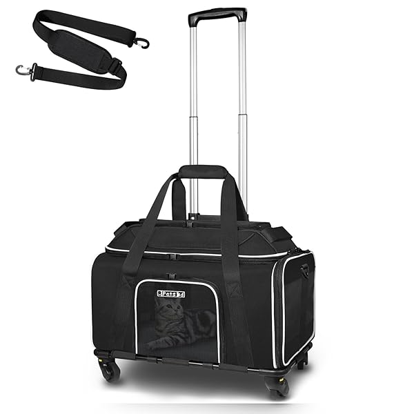 PETSKD TOP-EXPANDABLE PET CARRIER WITH WHEELS 17X12X8.5 INCHES...