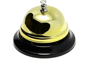 WEKOIL Call Bell Golden Desk Service Bell Customer Ding Bell for Restaurant Hotel Room Kitchen Party Office Elderly Teachers Students Large Bright Bell 3.35 inch
