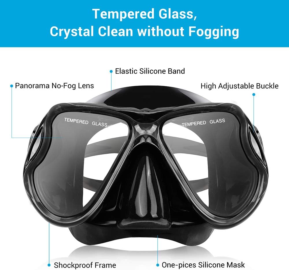 Dry Snorkel Mask Set Snorkeling Gear – Foldable Dry Snorkel Set with Dry-wet Switchable Float Valve, Purge Valve Tube, Anti Fog 180 Panoramic Silicone No Leak Seal Mask for Adults and Youth : Sports & Outdoors