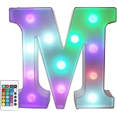 Pooqla Colorful LED Marquee Letter Lights with Remote &ndash; Light Up Marquee Signs &ndash; Party Bar Letters with Lights Decorations for the Home - Multicolor M