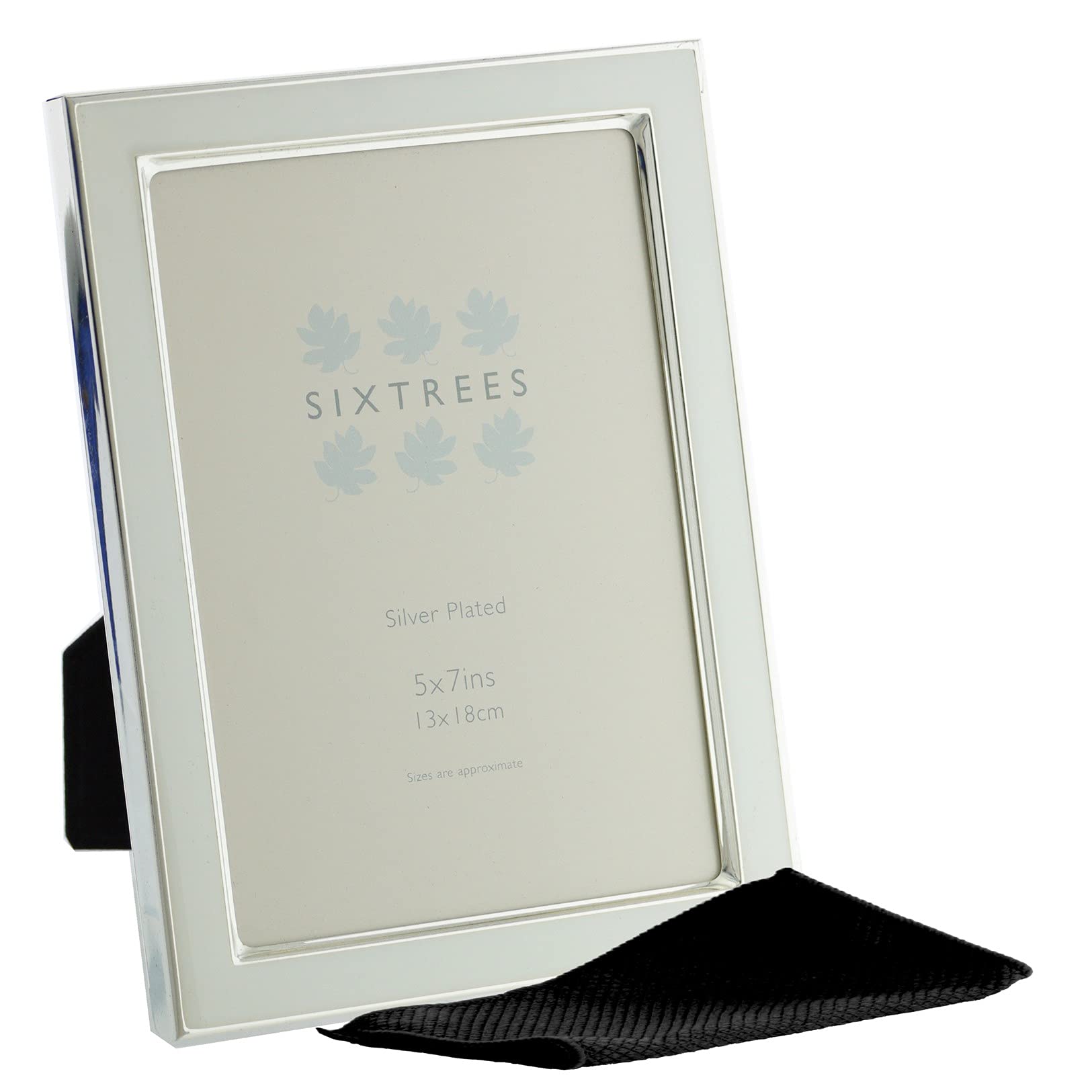Kew Sixtrees 2-684-57 Silver Plated and White Enamel 7x5 inch Photoframe complete with Microfibre Polishing Cloth (White, 7x5 inch)