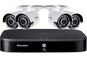 LOREX 4K Ultra HD 8-Channel Security System with 2 TB DVR and Four 4K Ultra HD Color Night Vision Bullet Cameras with Smart Home Voice Control