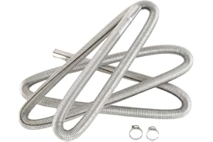 TORDXICS 118.1 Inches Stainless Steel Exhaust Hose，iesel Heater Exhaust Pipe Flexible Exhaust Tubing Generator Flex Extension Pipe Stainless Steel 1"/2.5cm Inner Diameter