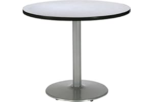 KFI Seating Round Pedestal Table with Round Silver Base, Commercial Grade, 42-Inch, Grey Nebula Laminate, Made in the USA