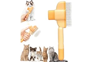 TDIPS Avatore Zen Brush for Cats, Zenbrush Cat Comb, Self-Cleaning Pet Comb Grooming Brush, Cat Dog Pet Grooming for Massaging and Cleaning Hairs (Yellow)