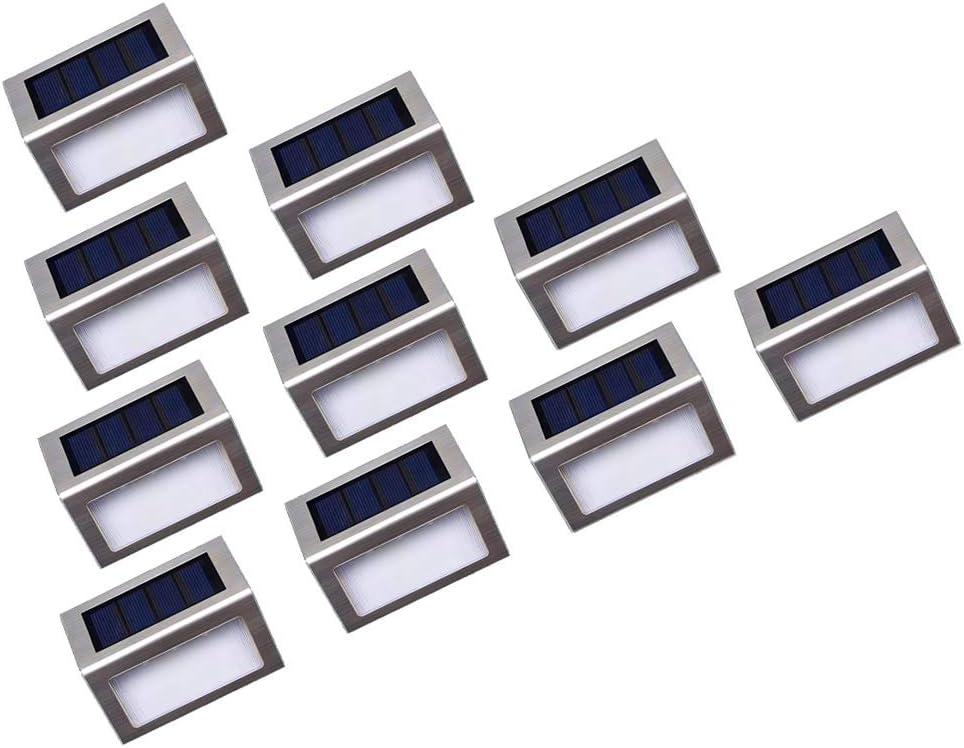 Onshida Solar deck Lights 10 Pack Solar Step Lights Outdoor Stainless