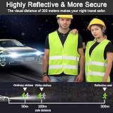 BUZIFU 4 Pcs Reflective Vest High Visibility Safety Waistcoat Fluorescent Night view 3