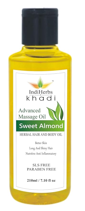 Buy Indiherbs Khadi Sweet Almond Oil 210 Ml Badam Oil For Skin