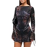 CNPOLOOK Women's Bodycon Mini Dress Sexy Mini Dress Leopard Print Mini Dress Smil Fit Dress Cheetah Print Mini Dress Y2K