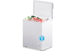 Muhub 7.0 Cu.Ft Chest Freezer,Deep Freezer with Removable Basket,7.0 Cubic Feet Compact Freezer with Top Open Door, Adjustable Temperature, Low noise，Suitable for Kitchen Dorm Garage and Shed，White
