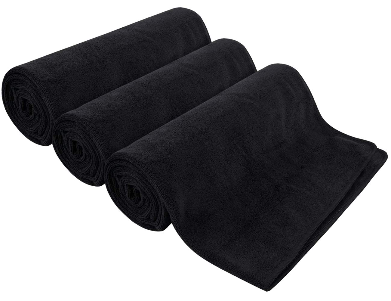 HIDMD Microfibre Gym Towels Sports Towels 40CMX80CM Fast Drying Absorbent Workout Sweat Fitness Yoga Camping 3Pack Black