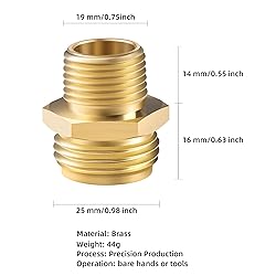 3/4”GHT Male x 1/2”NPT Male Connector,Brass