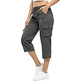 Rdruko Women's Cargo Capris Pants Lightweight Quick Dry Hiking Summer Casual Travel Pants with Pockets