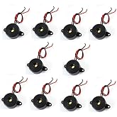 bnafes DC 3-24V Active Piezo Buzzer 85 db with Industrial Audio Inside 2-Wire Leads Electric Alarmer 10PCS