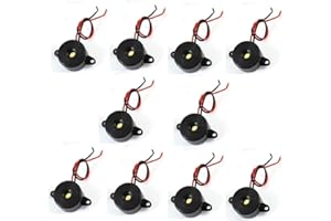 bnafes DC 3-24V Active Piezo Buzzer 85 db with Industrial Audio Inside 2-Wire Leads Electric Alarmer 10PCS