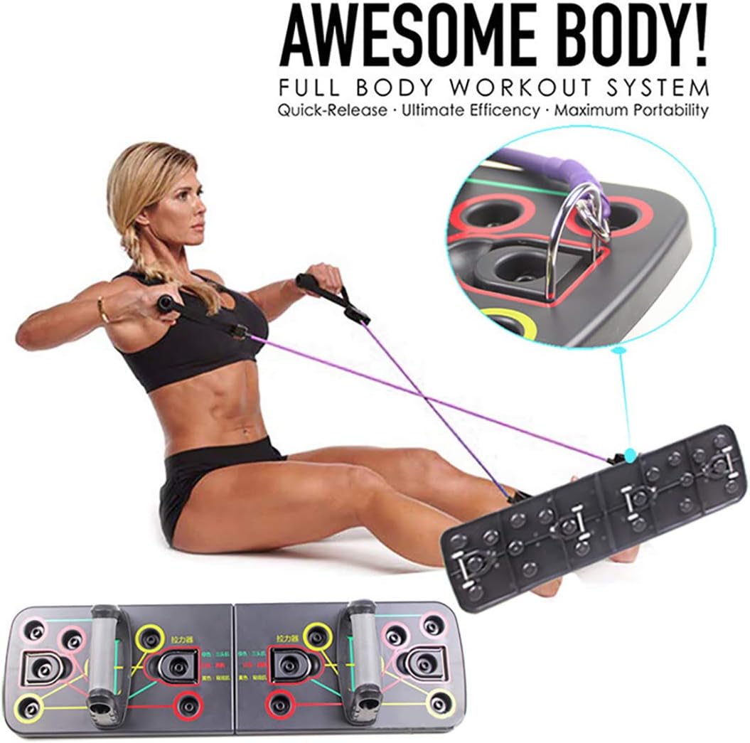 Deioxhy Foldable Multifunction Push-up Board Gym Fitness Equipment with Pull Rope
