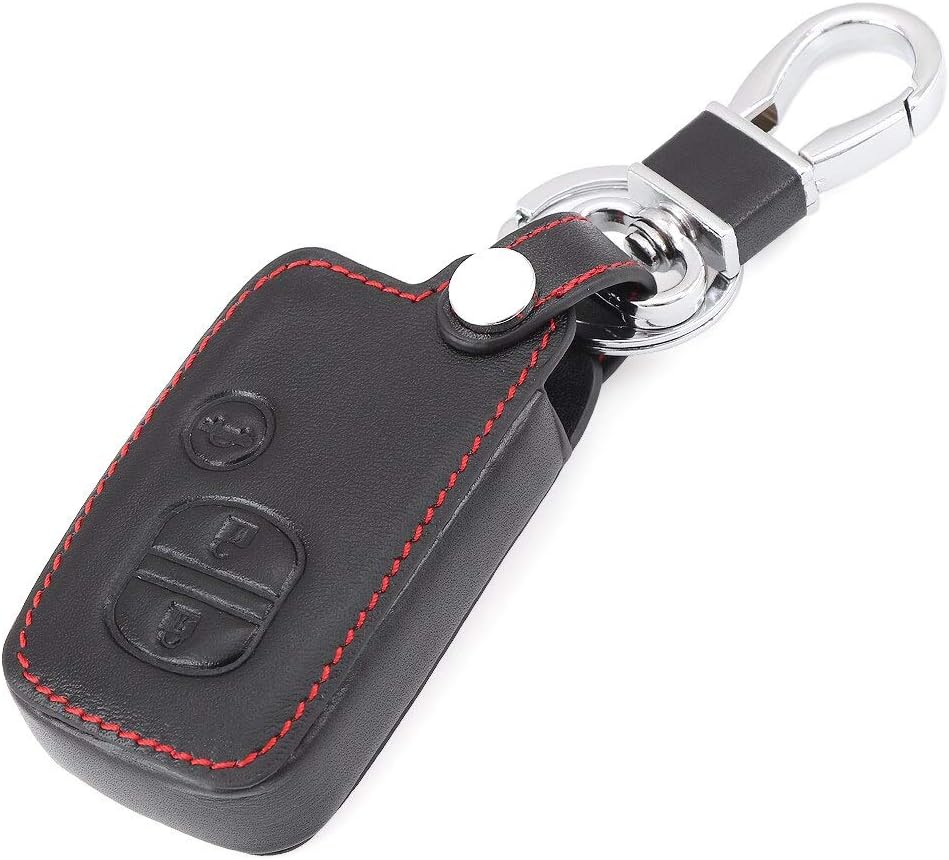 WHXHN Genuine Leather Key Cover,For Toyota Camry Highlander Prado Crown Land Cruiser Prius Vitz 3 Button Smart Key Case Protector Bag