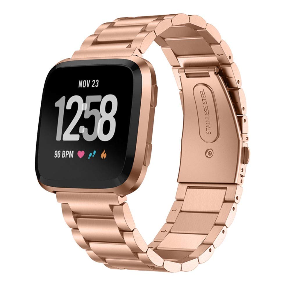 Photo 1 of Compatible for Fitbit Versa Watch Band - Stainless Steel Metal Strap for Versa 2/Lite/SE Smartwatch Accessories - Women Men