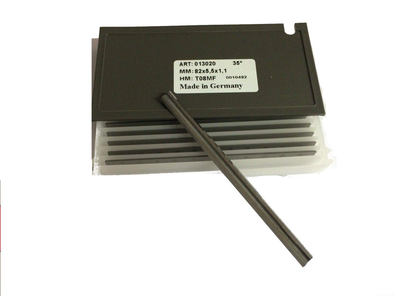 Box of 10 x 82mm Carbide TCT Planer Blades for Makita D-35302 Planer Reversible Knives - Made in Germany