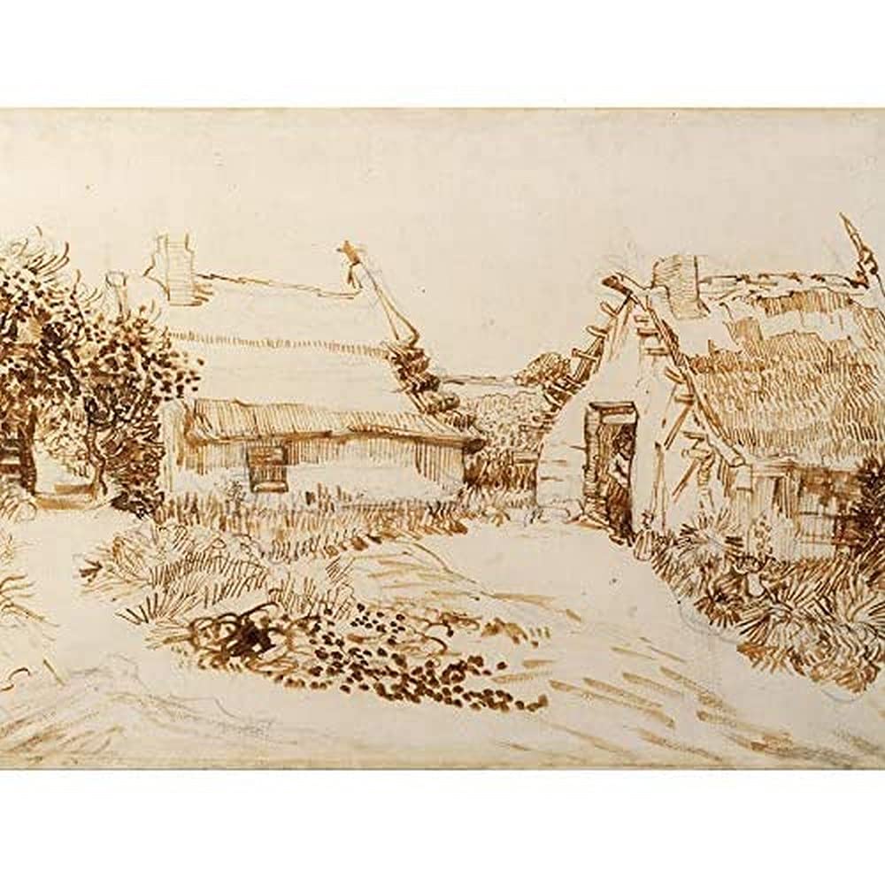 Vincent Van Gogh Two Cottages At Saintes Maries De La Mer Art Print Canvas Premium Wall Decor Poster Mural