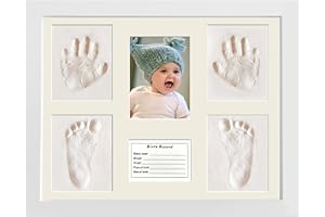 MICKYU Baby Handprint & Footprint Keepsake Frame Kit – Newborn Shower Gift, Nursery Décor, Personalized Memory for Boys & Girls