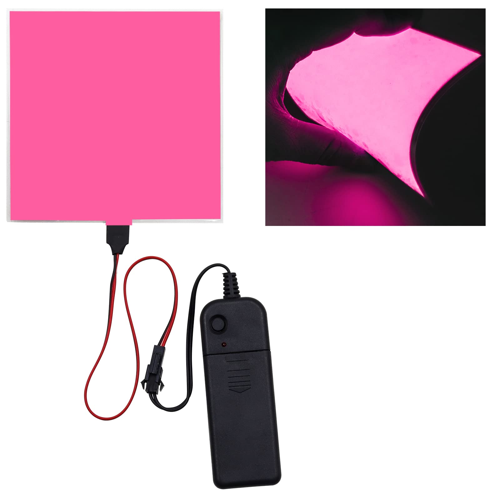 NWpangu Electroluminescent EL Panel Light, DIY EL Backlight Cuttable Paper Lamp for Holiday Decoration/Cosplay/Warning Signs, Pink Light (10cm x 10cm)
