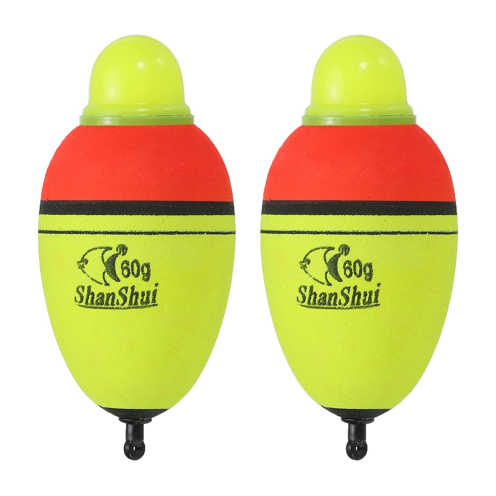 PATIKIL 2.1oz Lighted Fishing Slip Bobbers, 2 Pack EVA Light Up Fishing Float for Night Fishing, Yellow