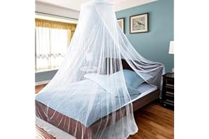 AIFUSI Mosquito Net for Bed, King Size Bed Canopy Hanging Curtain Netting, Princess Round Hoop Sheer Bed Canopy for All Kids Baby Cribs and Adult Beds Fit Twin, Full, Queen -White