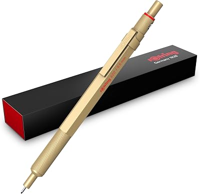 rOtring 600 Mechanical Pencil HB Lead 0.5mm All-Metal Gold Hex Barrel