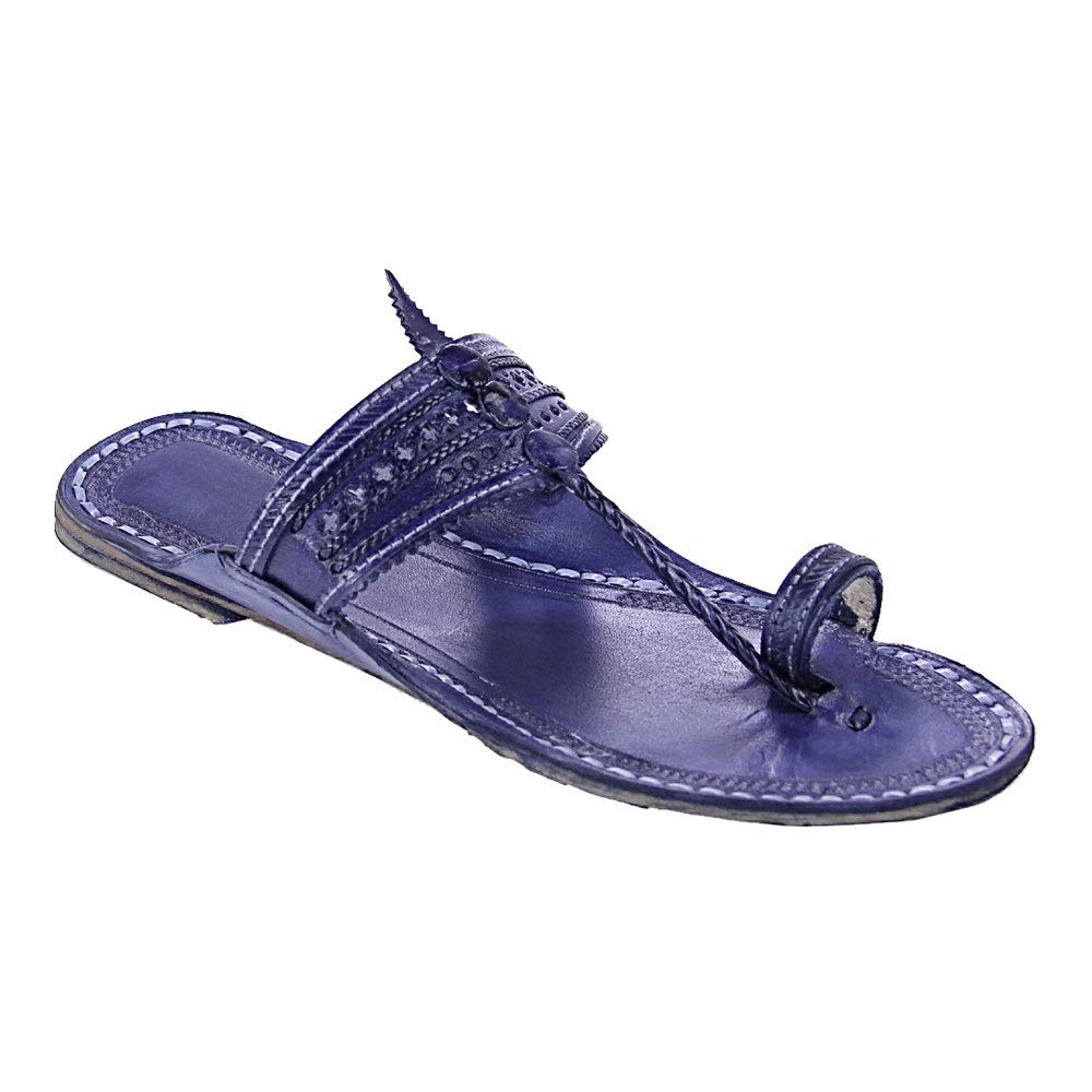 blue kolhapuri chappal