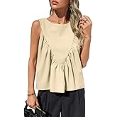 Cicy Bell Womens Peplum Babydoll Tank Tops Summer Sleeveless Loose T Shirts Casual Shirred Flowy Tops