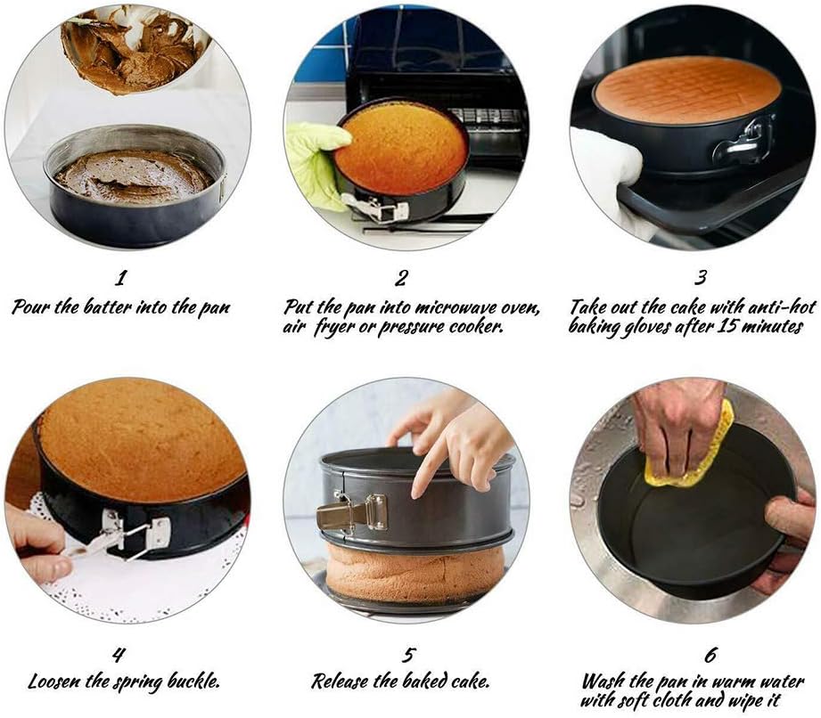 3Pcs Springform Pan set Non-stick Leakproof 4"/7"/9" Cake Pan Leakproof Round Baking Pans with Quick Release Latch and Removable Bottom, Wedding Party Cake Bakeware Set: Kitchen & Dining